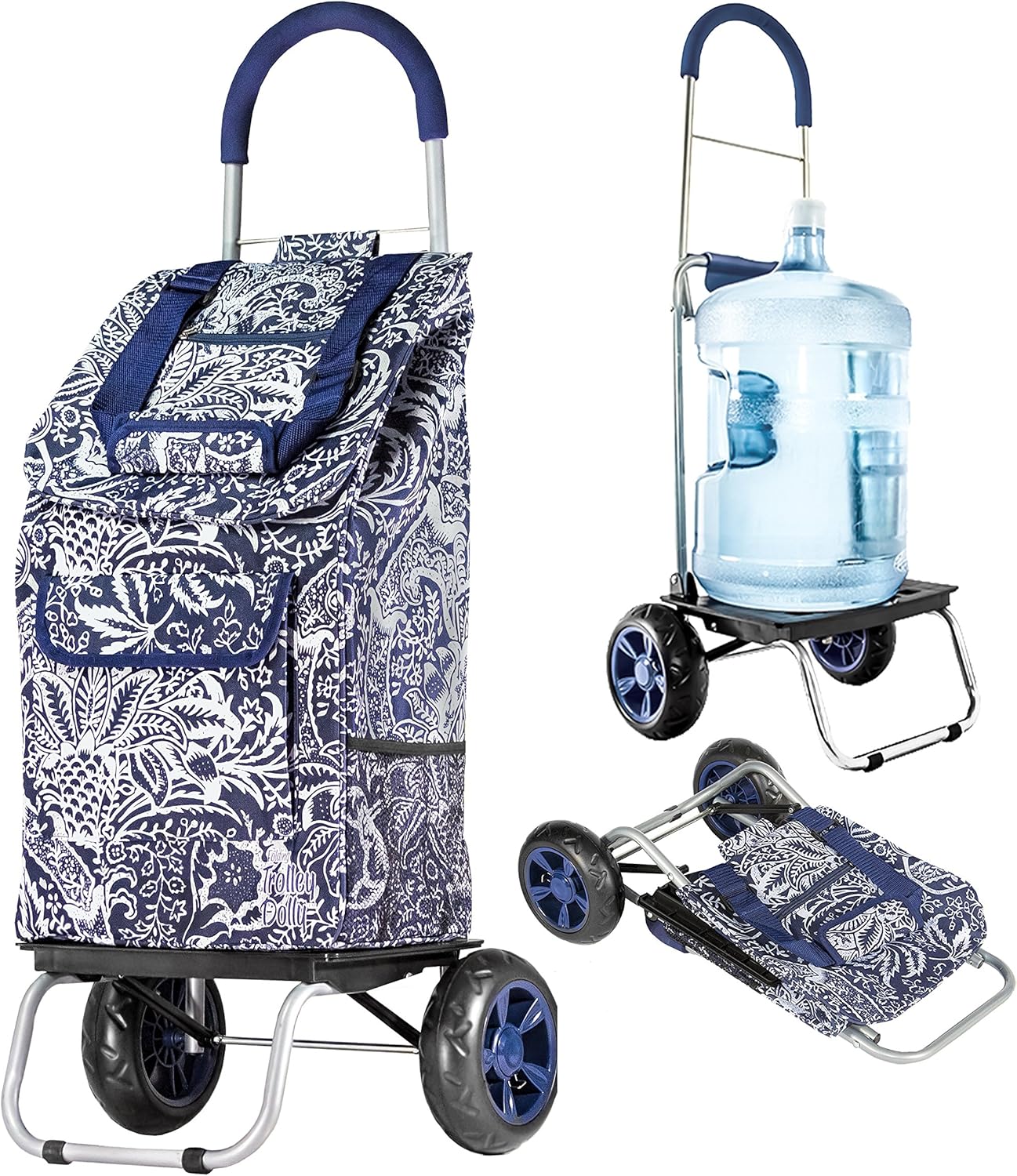 dbest products Trolley Dolly Purple Foldable Shopping cart for Groceries with Wheels and Removable Bag and Rolling Personal Handtruck Standard