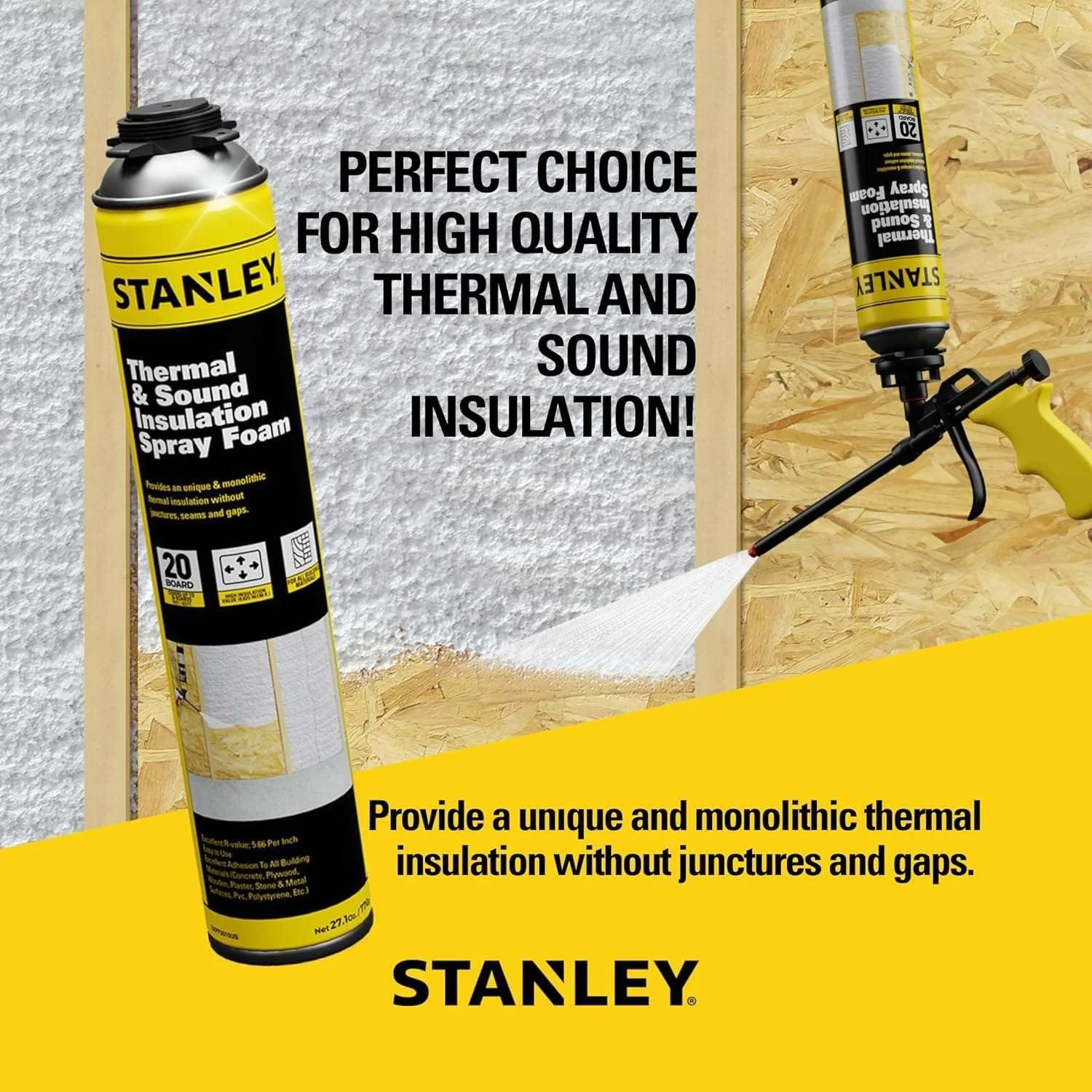 Stanley Supercoat Spray Foam Insulation Kit - Closed Cell, 240 Board feet, 27.1 oz, 12 Pack + Complete Set - Curated Treasures Market