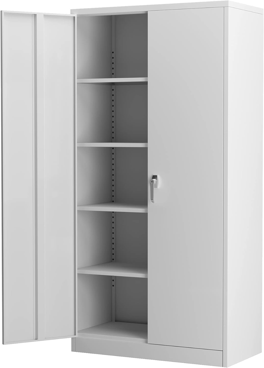 AOBABO Metal Storage Cabinet, Locking Steel Storage Cabinet with 4 Adjustable Shelves, 72''Storage Cabinet with Doors for Office,Home,Garage, Assembly Required (Black)