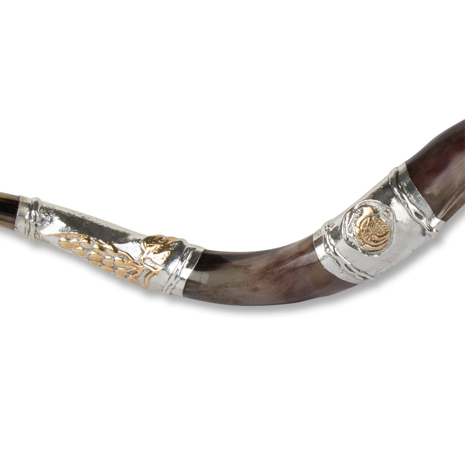 Sterling Silver Plated Yemenite Kudu Shofar - Jerusalem Design (Choice of Sizes)