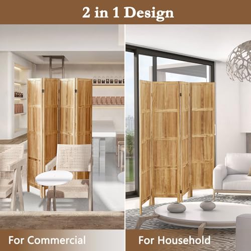 6 Panel Room Divider, 5.6Ft Wood Room Divider and Folding Privacy Screens, Room Divider Wall Freestanding Room Partitions, Room Dividers Screen for Home Office Restaurant Bedroom, Dark Brown