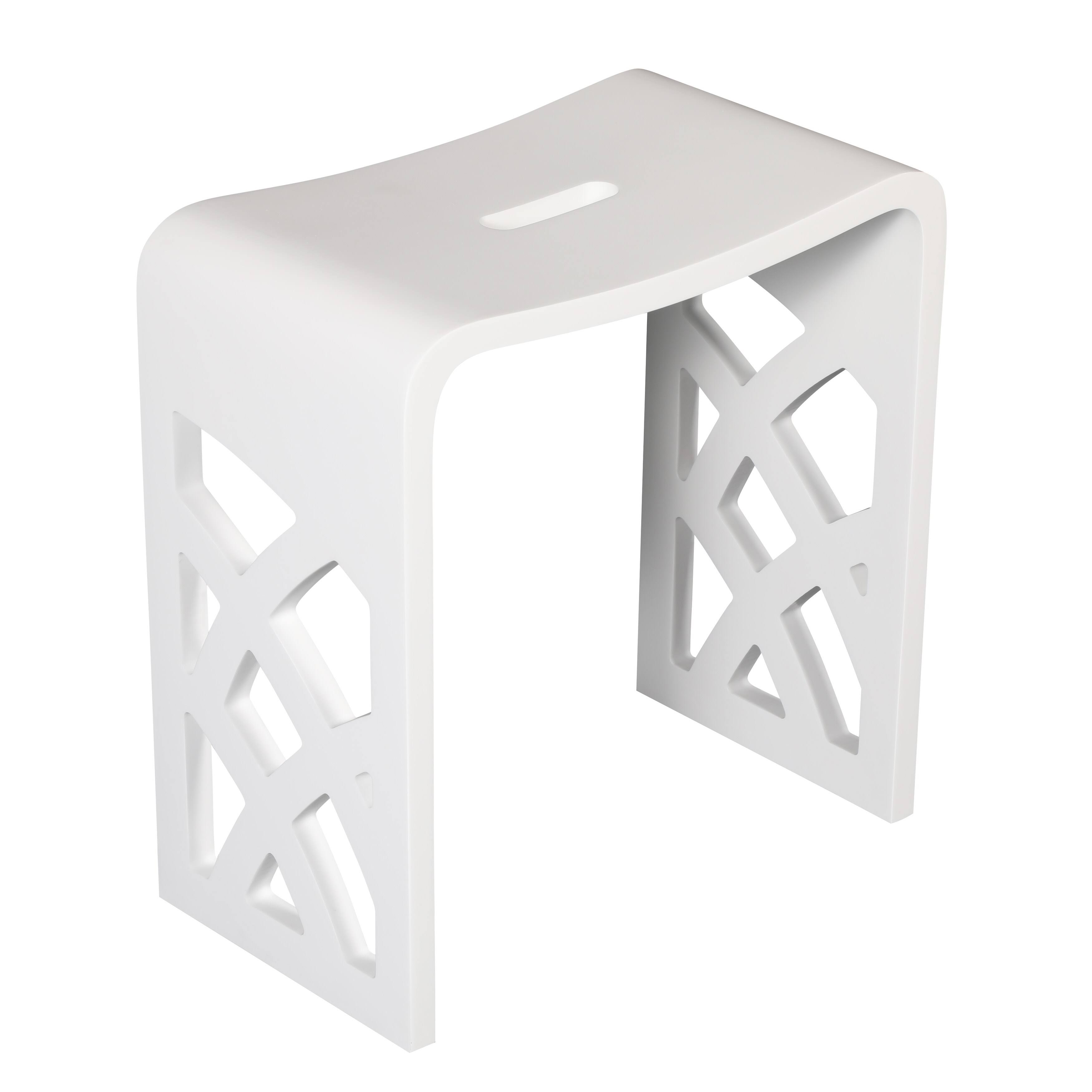 Alfi ABST88 Designer Solid Surface Resin Bathroom u0026 Shower Stool White Matte