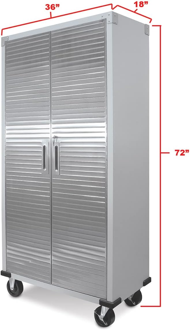 Seville Classics Full Door Rolling Storage Cabinet, 36" W x 18" D x 72" H, Granite