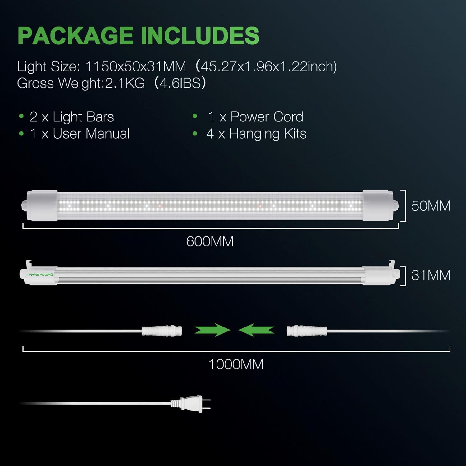 MARS HYDRO TS3000 with VG40 2FT Led Grow Light for Indoor Plant Growing