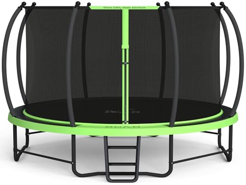 BCAN 8FT 10FT 12FT 14FT 15FT 16FT Recreational Trampoline with Enclosure for Kids Adults, ASTM Approved, Outdoor Trampolines with Ladder for Kids