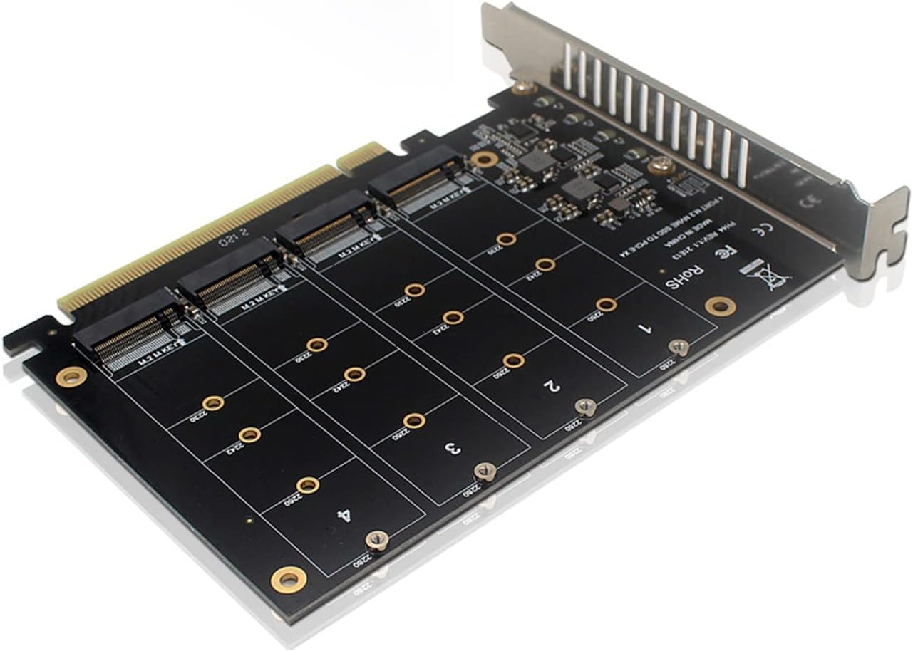Gegong 4 Port NVMe to PCI-e Host Controller Expansion Card, Support 2230 2242 2260 2280?M.2 NVME to PCIe X16 Adapter, M Key Hard Drive Converter Reader Expansion Card Pack of 2