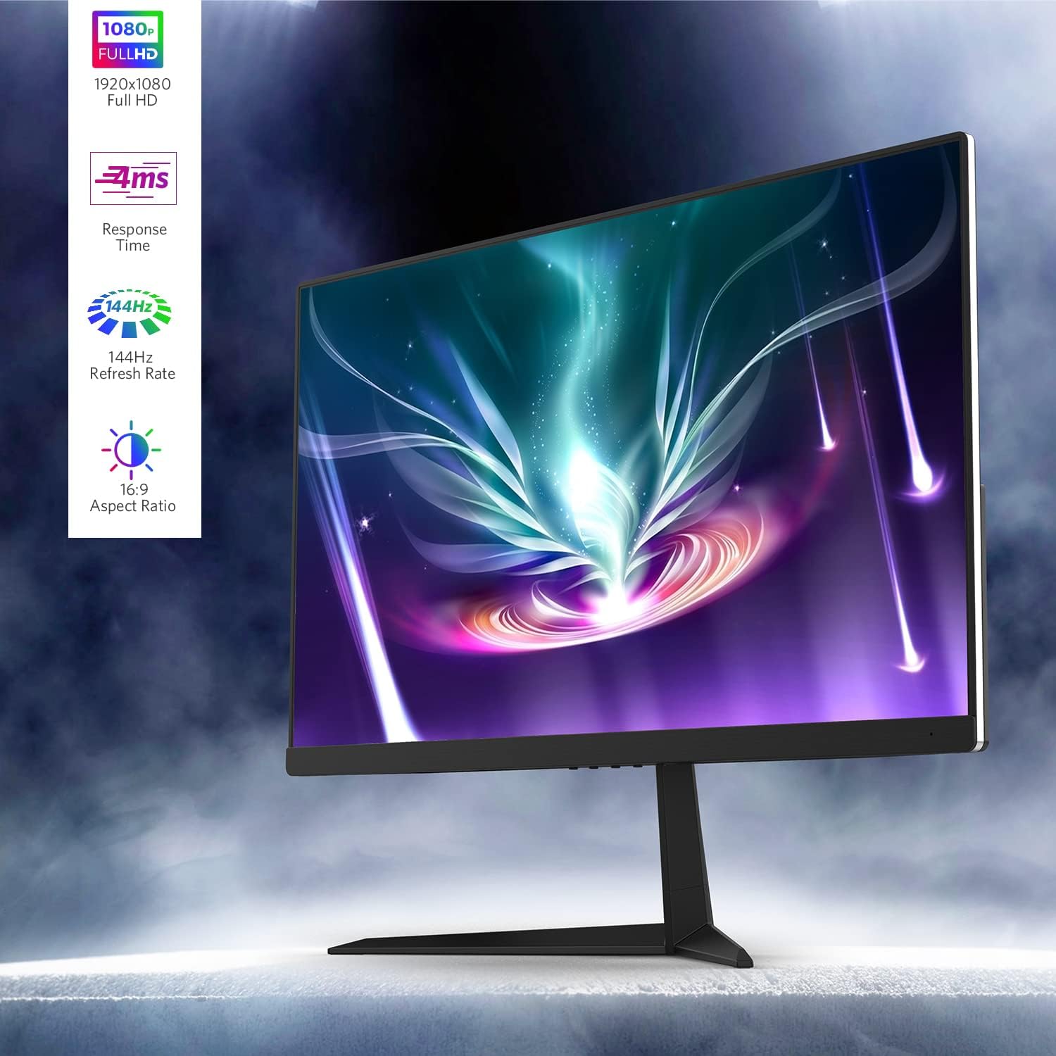 Fiodio 22” 144Hz 1920 x 1080p Full HD Flat Computer Monitor with HDMI Display Ports, Adjustable Tilt, Free-Tearing Eye Care Monitor for Home Office and Gaming (DP Cable Included), Black (C2B2G)