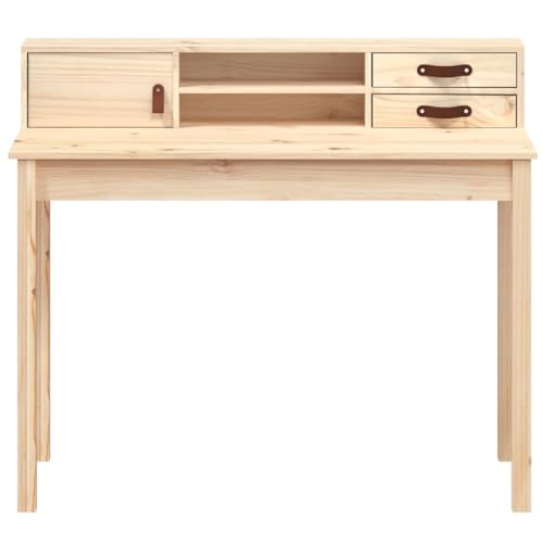 Office Desks Desk 43.3"x19.7"x36.6" Solid Wood Pine,Rustic Pine Wood Desk with Ample Storage for Home Office and Small Spaces