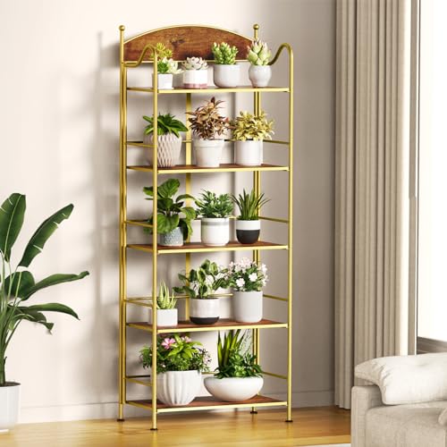 Folding Bookshelf No Assembly, 5 Shelf Black Folding Bookcase, Industrial Tall Metal Collapsible Corner Book Shelf with Storage Shelves for Bedroom, Living Room, Home Office Organization