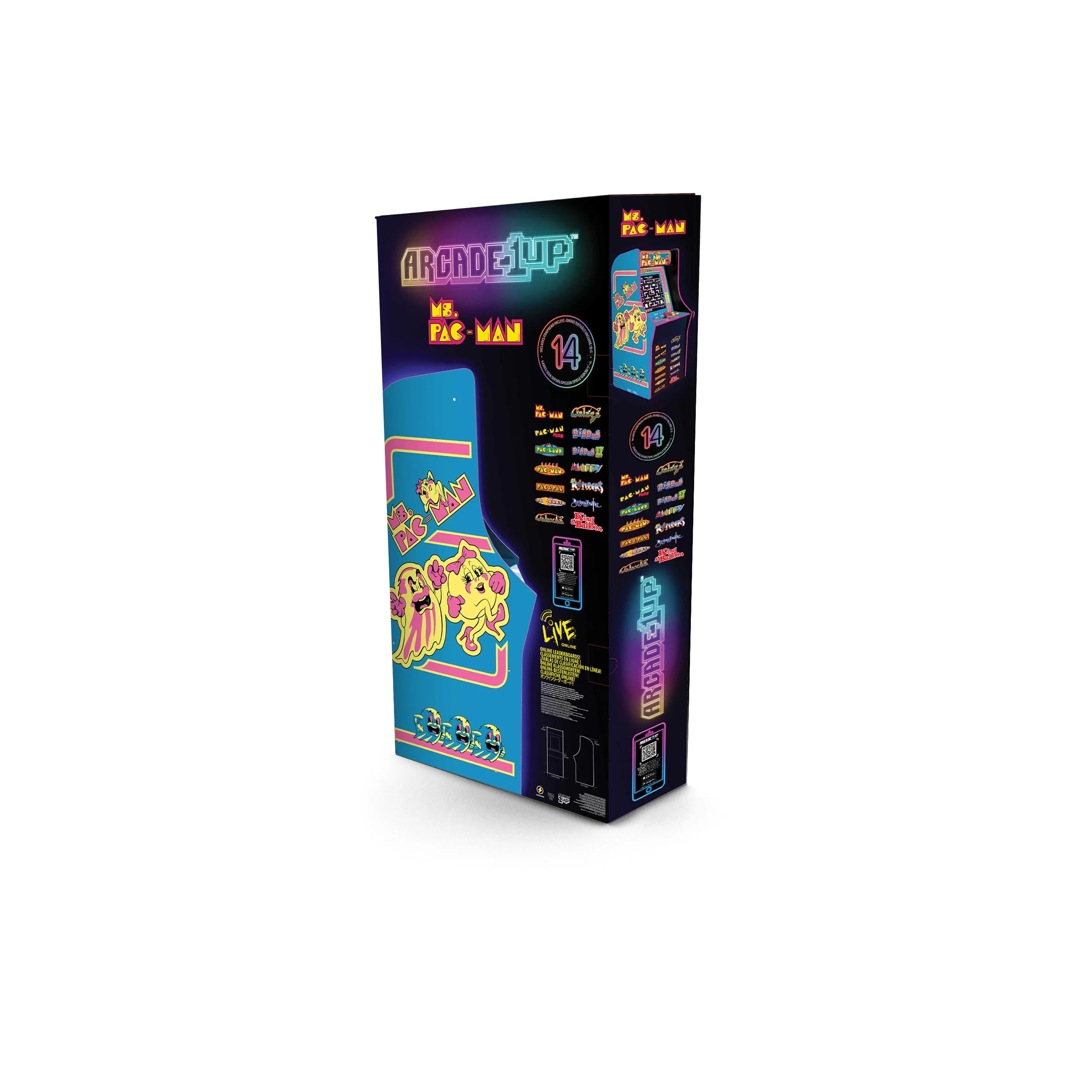 Arcade1Up Ms. PAC-MAN Classic Arcade Game, built for your home, 4-foot-tall stand-up cabinet, 14 classic games, and 17-inch screen