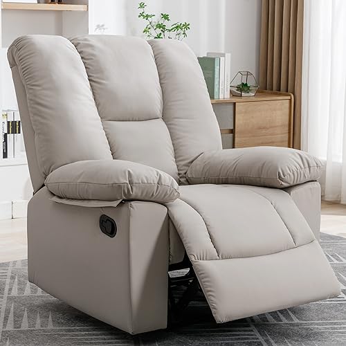 Oversized Recliner Chair, Lazy Boy Recliners with Soft Overstuffed Arms and Back, Big and Tall Manual Recliners for Living Room, Bedroom, Study Room, Dark Grey