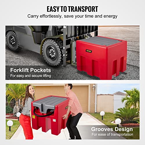 VEVOR Portable Diesel Tank, 58 Gallon Capacity & 10 GPM Flow Rate, Diesel Fuel Tank with 12V Electric Transfer Pump and 13.1ft Rubber Hose, PE Diesel Transfer Tank for Easy Fuel Transportation, Red
