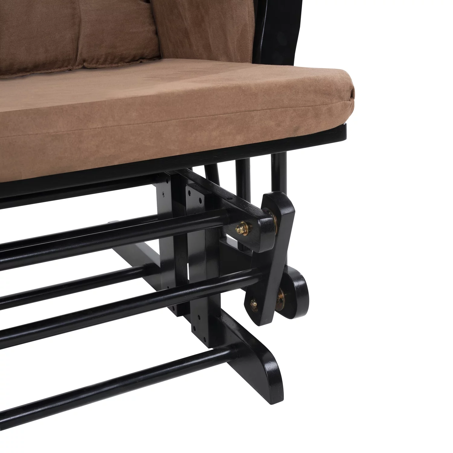 Nursery Glider & Ottoman Sets, Reclining Swivel Glider Rocker with Ottoman, Nursery Rocking Chair for Baby Room, Upholstered Nursery Recliner Glider with Ottoman, Padded Arms - Chocolate, Black