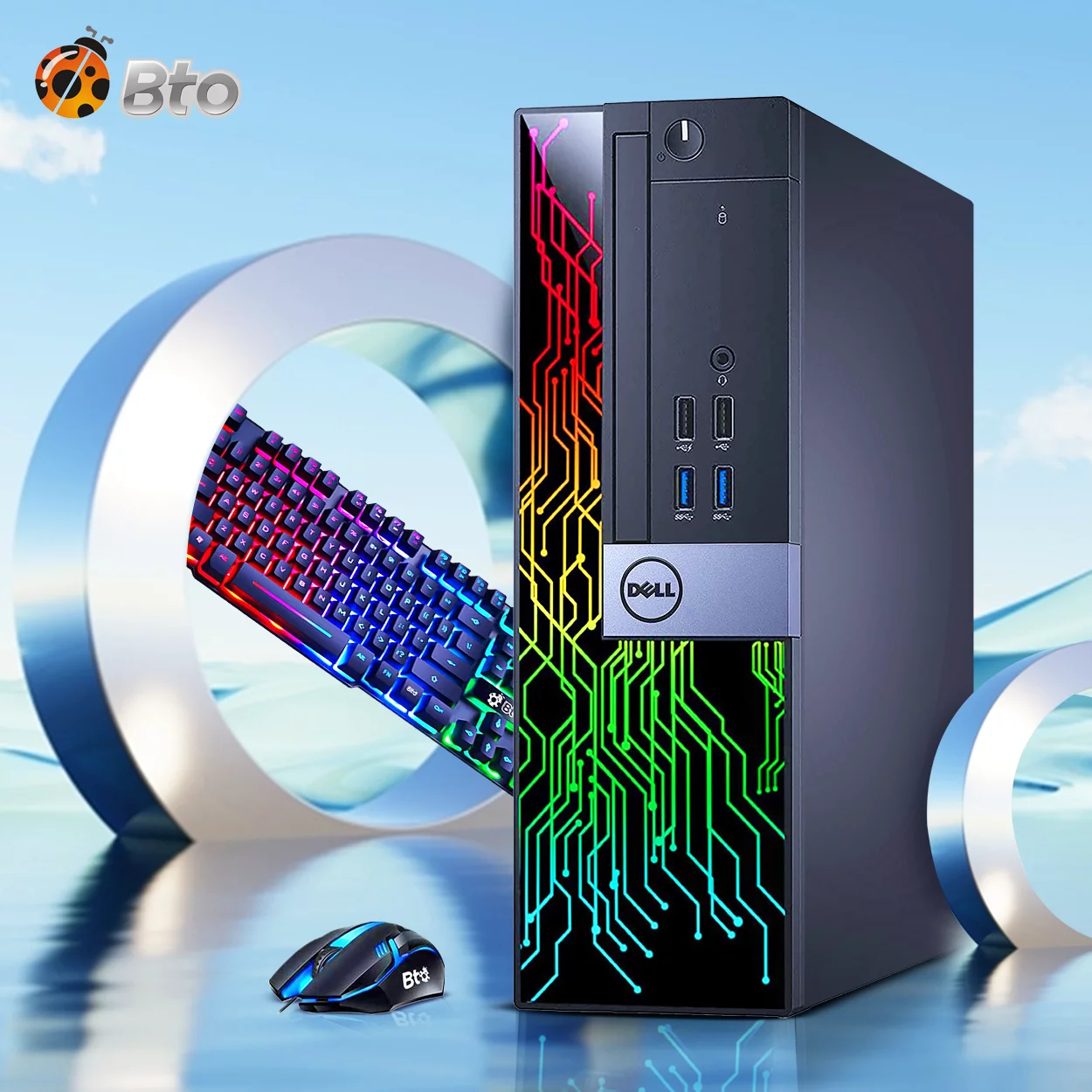 Restored Dell RGB Gaming Computer Desktop PC, Intel Core i7 6th Gen. Processor, 16GB DDR4 Ram, 256GB SSD + 1TB HDD, AMD Radeon RX 550, WiFi, BTO RGB Keyboard & Mouse, Windows 10 Pro (Renewed)