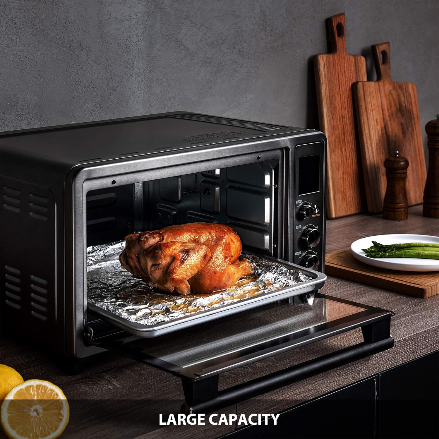 Toshiba Digital Toaster Oven with Double Infrared Heating and Speedy Convection, Larger 6-slice/12-inch Capacity, 1700W, 10 Functions and 6 Accessories Fit All Your Needs