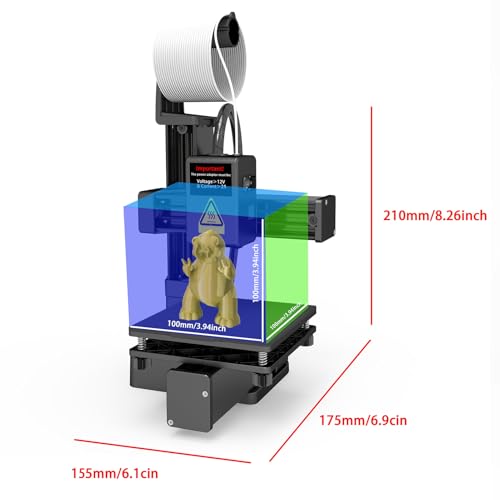 Mini 3D Printer, 3D Printers for Beginners, High Speed & Precision Frequency Division Multiplexing 3D Printer, Printing Size 100 x 100 x 100mm / 4 x 4 x 4in (Black)