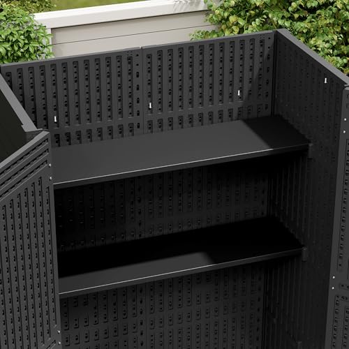 DWVO Outdoor Weather-Resistant Horizontal Storage Shed, 35 Cu Ft Capacity, Lockable and Waterproof, Suitable for Storing Garden Tools, Light Gray