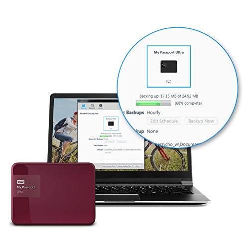 WD 3tb USB 3.0 My Passport Ultra Portable External Hard Drive - Berry