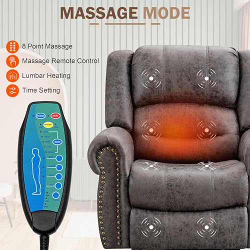 Large Dual Motor Power Lift Recliner Chair with Massage and Heat for Elderly People, Adjustable Headrest, Infinite Position, USB Ports