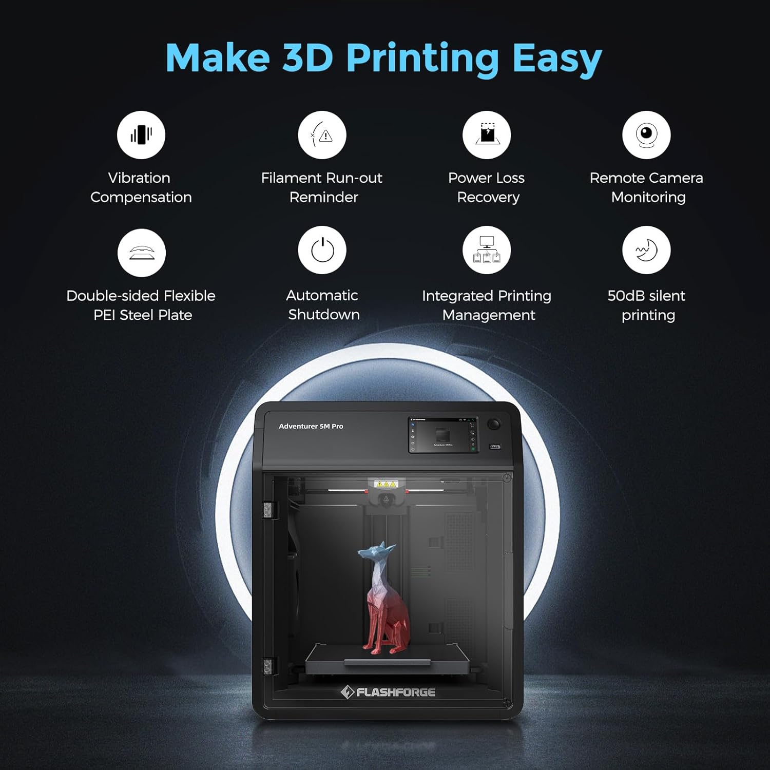 Flashforge Adventurer 5M Pro 3D Printer with 1KG Silk PLA Blue and Rose