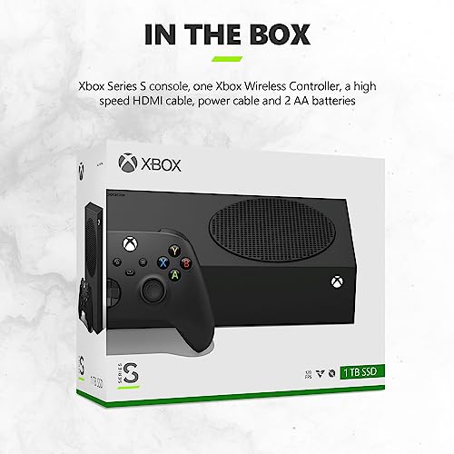 Microsoft Xbox Series S 1TB SSD Console Carbon Black - Includes Xbox Wireless Controller - Up to 120 frames per second - 10GB RAM 1TB SSD - Experience high dynamic range - Xbox Velocity Architecture (Renewed)