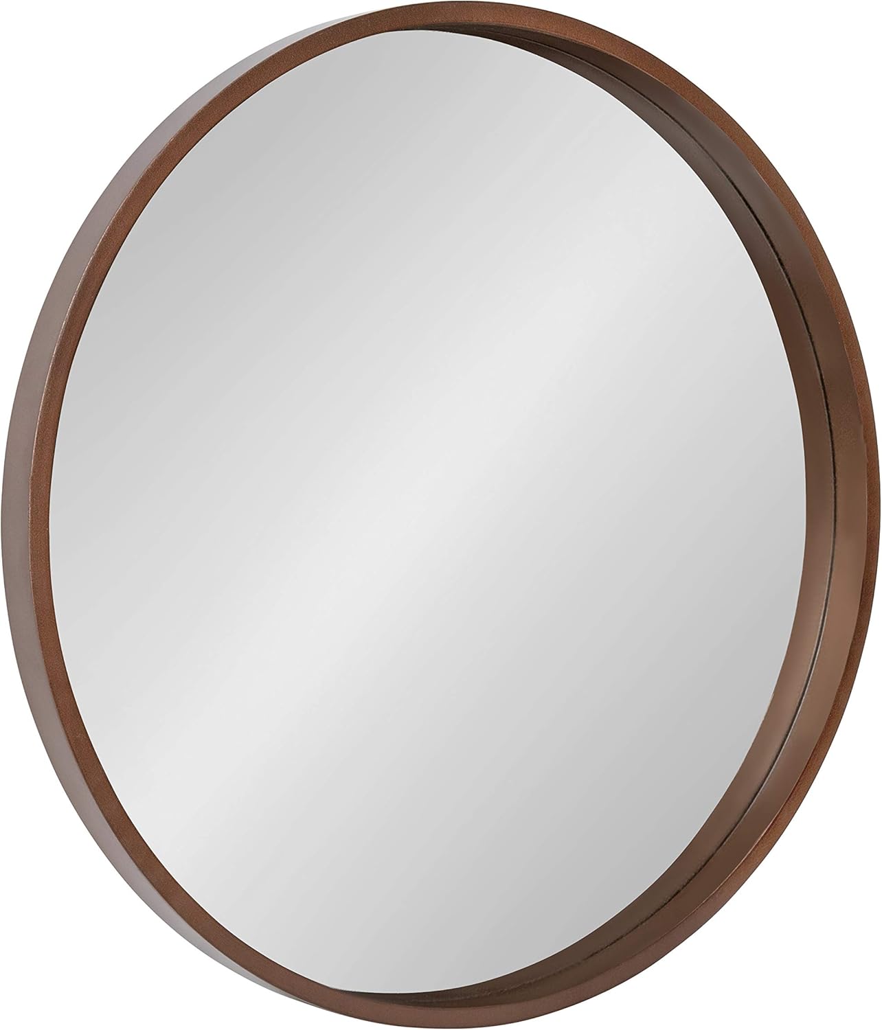 Kate and Laurel Travis Round Wood Wall Mirror, 25.6" Diameter, White, Modern Wall D&eacute;cor Accent