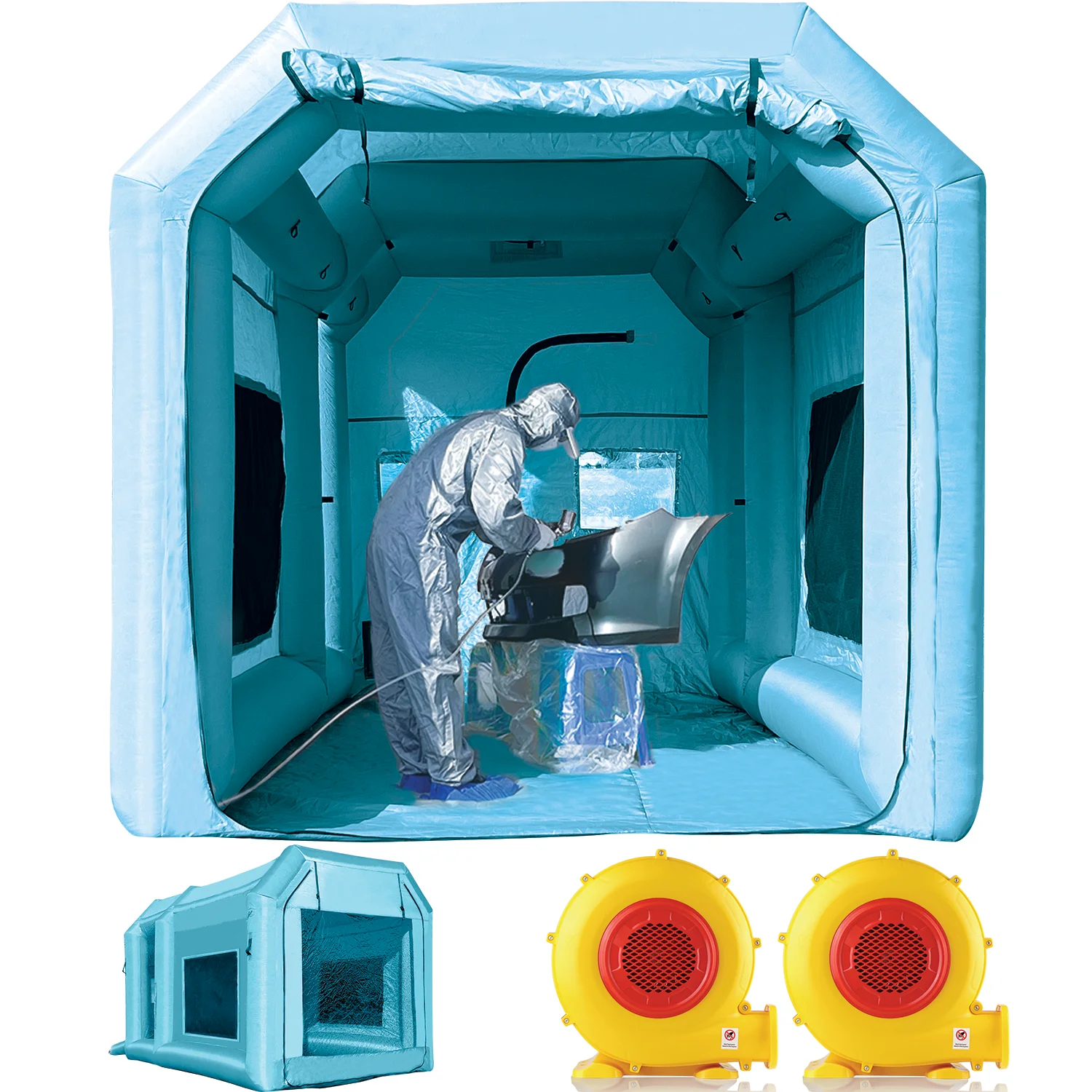 TKLoop Portable Inflatable Paint Booth Tent 13X8.2X8.2Ft with Two  Blower No Tool Room