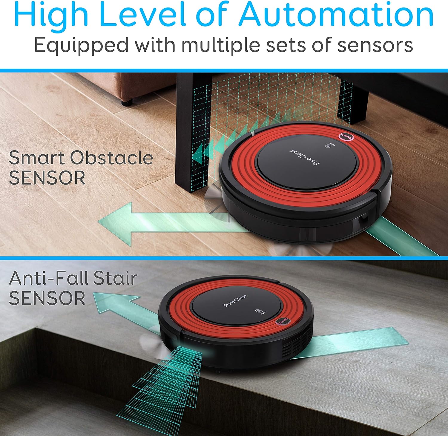 Robot Vacuum Cleaner and Dock - 1500pa Suction w/ Scheduling Activation and Charging Dock - Robotic Auto Home Cleaning for Carpet Hardwood Floor Pet Hair & Allergies Friendly - Pure Clean PUCRC95