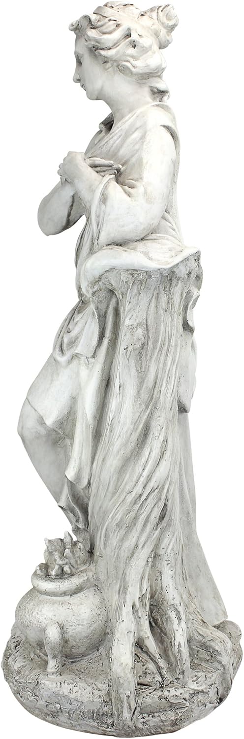Design Toscano Winter Woman of The Four Seasons Indoor/Outdoor Garden Statue, 12 inches wide, 32 inches tall, Handcast Polyresin, Antique Stone Finish
