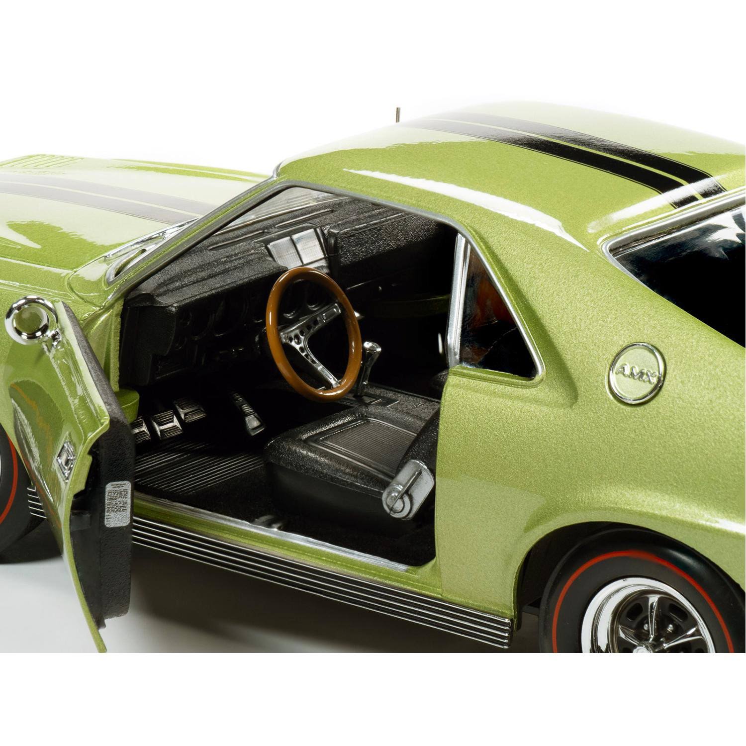 Autoworld 1968 AMC AMX Hardtop Light Green Metallic with Black Stripes Muscle Car u0026 Corv