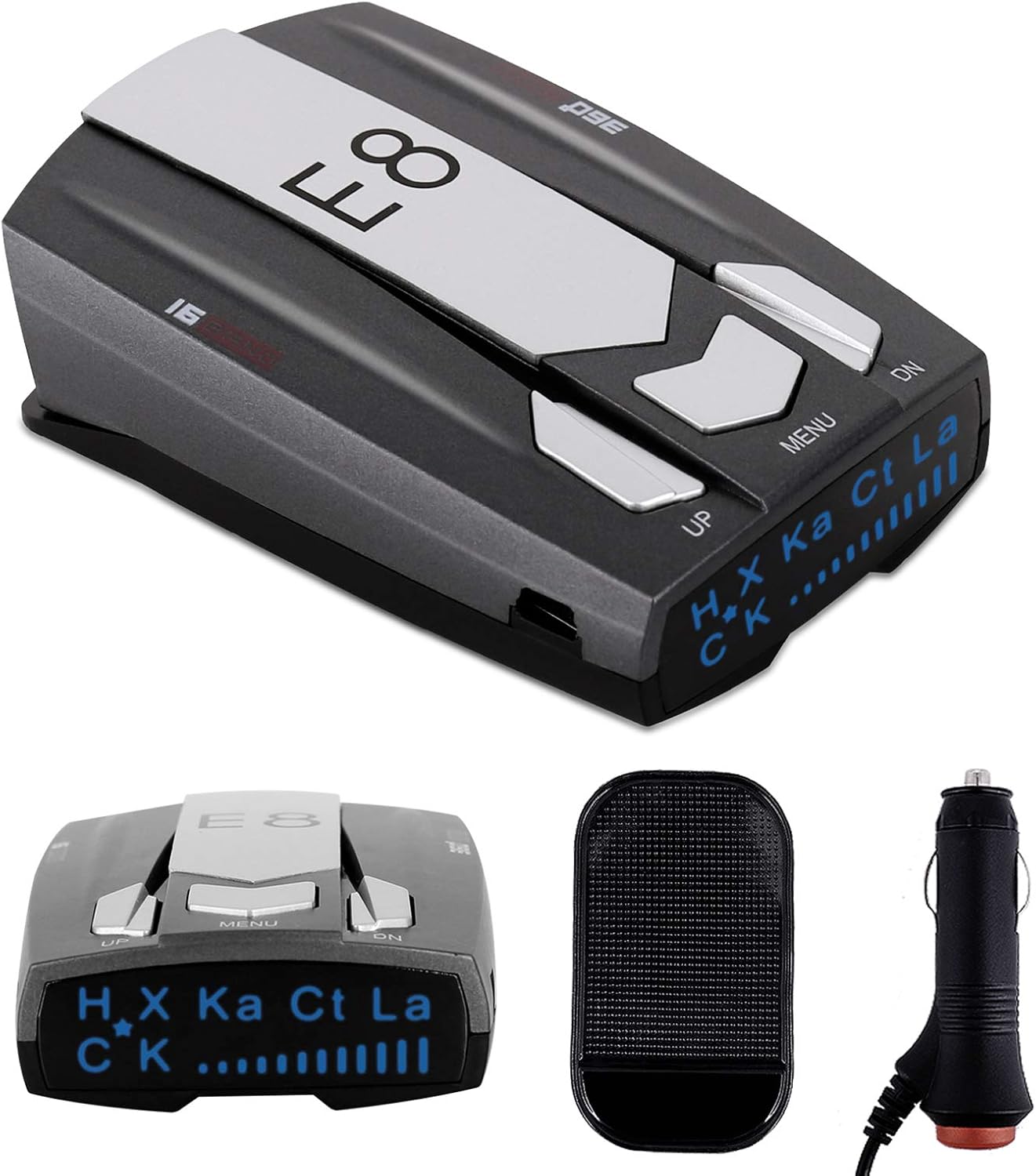 Radar Detectors for Cars, Radar Detector Police Radar Detector Long Range Detection, Voice Alerts with Led Display Gray