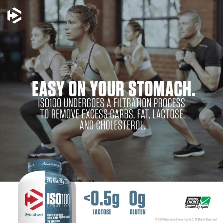 Dymatize ISO100 Hydrolyzed Whey Isolate Protein Powder, Fudge Brownie, 3 lb
