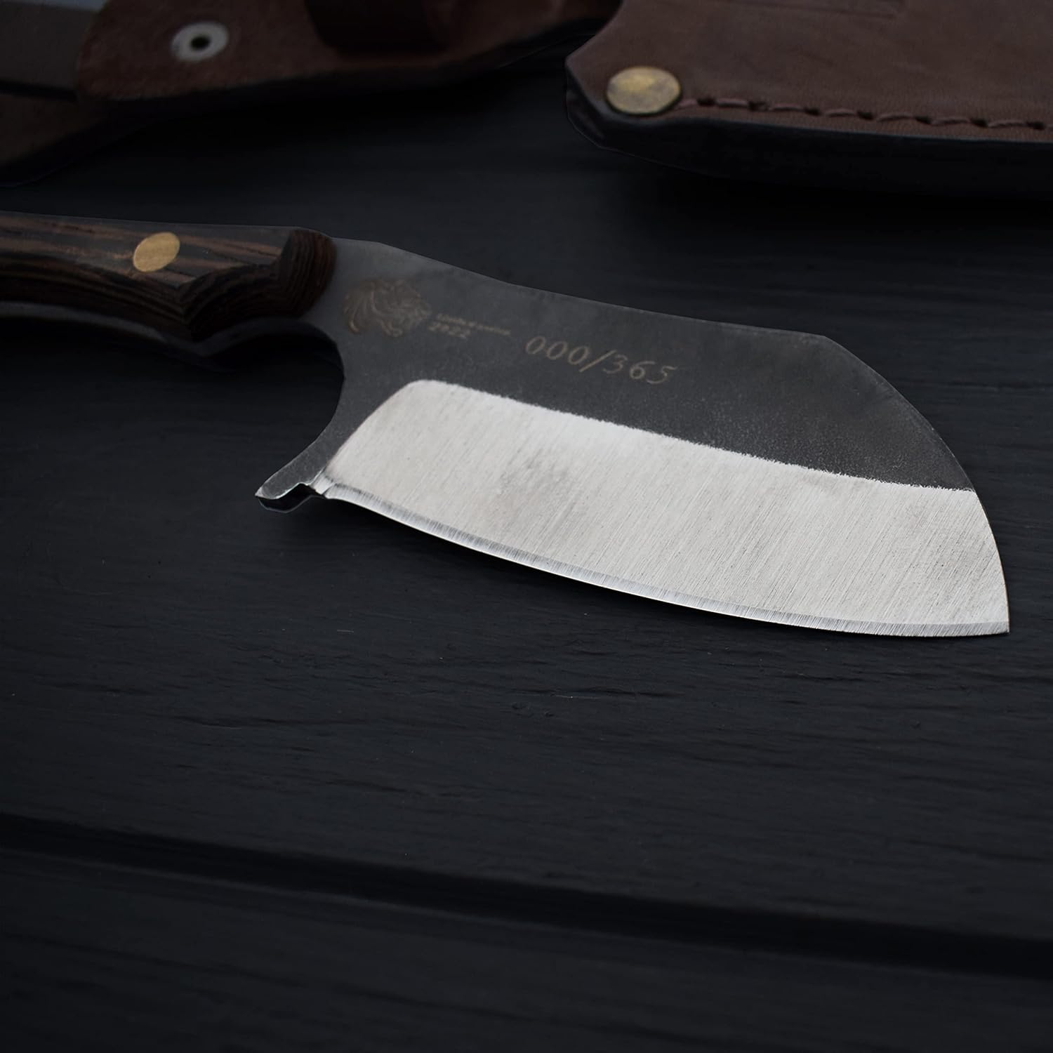 BPS Knives Tiger - Limiter series - only 365 pcs - Fixed blade knife made of Stainless Steel with Wenge Wood Handle and Leather Sheath - Camping EDC Full Tang Knife with Leather Case