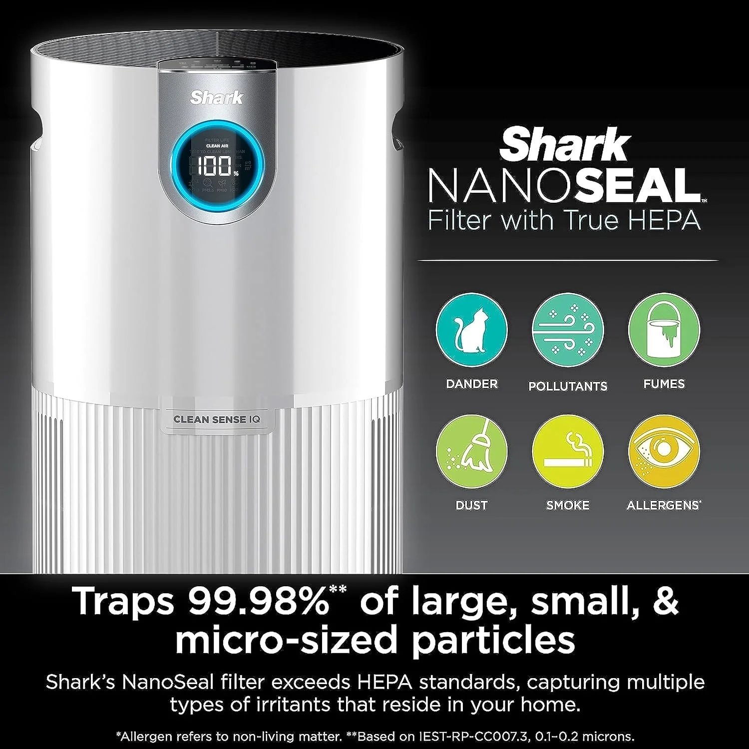 Open Box Shark Air Purifier MAX with Anti-Allergen Nanoseal and HEPA Air Filter Technology UA205