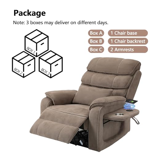 Power Lift Chair Lay Flat Recliner Infinite Position Electric Dual Motor Stand Up Lift Chair with Massage and Heat for Adults,Heavy Duty Recliners with 2 Remote Controls and Two Cup Holders