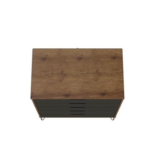 Manhattan Comfort Rockefeller Mid Century Modern 5 3-Drawer Bedroom Dresser Set, Grey