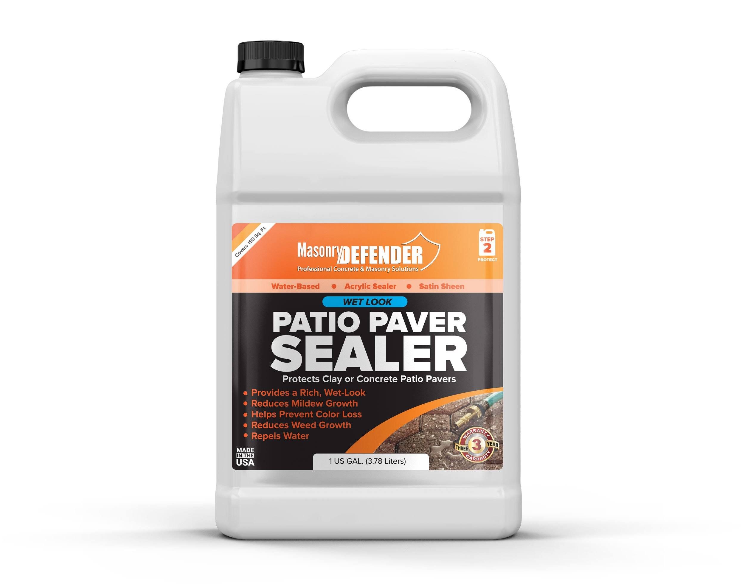 Masonrydefender Low Gloss Patio Paver Sealer, 1 Gal - Clear Water-Based Sealant for Natural Stone Surfaces, 1 Gallon