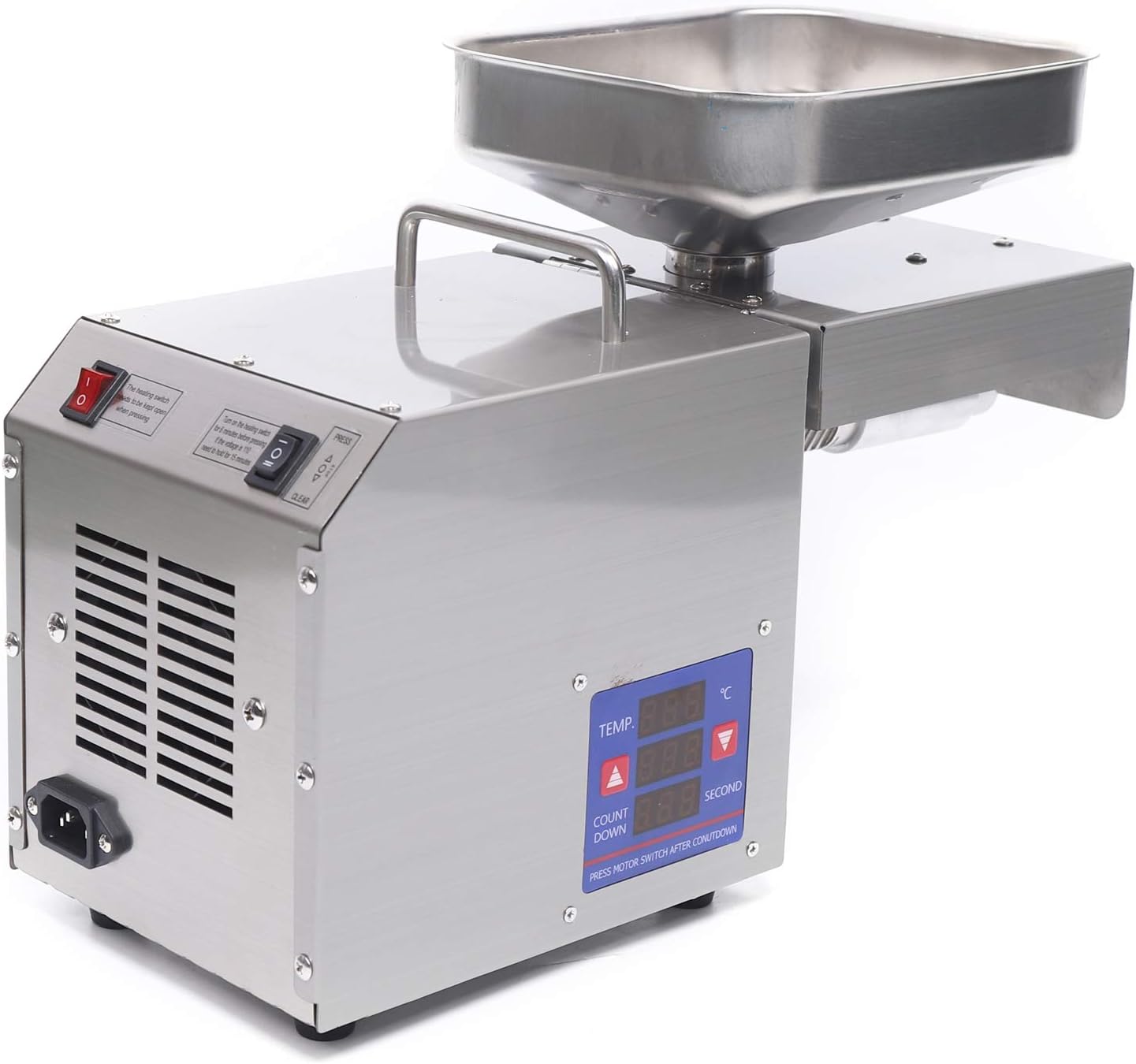 Oil Press Machine, 600W Oil Extractor, Stainless Steel Kitchen Oil Expeller Press Mill, Cold & Hot Pressing Oil Presser Maker for Commercial & Home Use