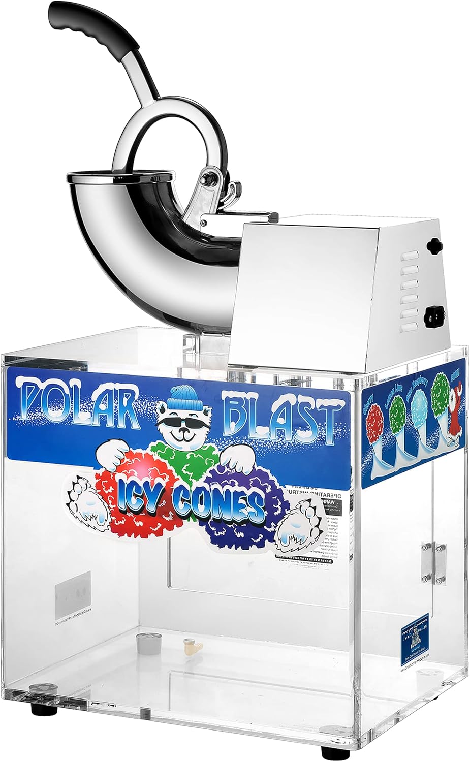 Great Northern Popcorn Polar Blast Snow Cone Machine Acrylic Crushed Maker Grinds Up to 500lbs of Ice Per Hour for Parties, Events