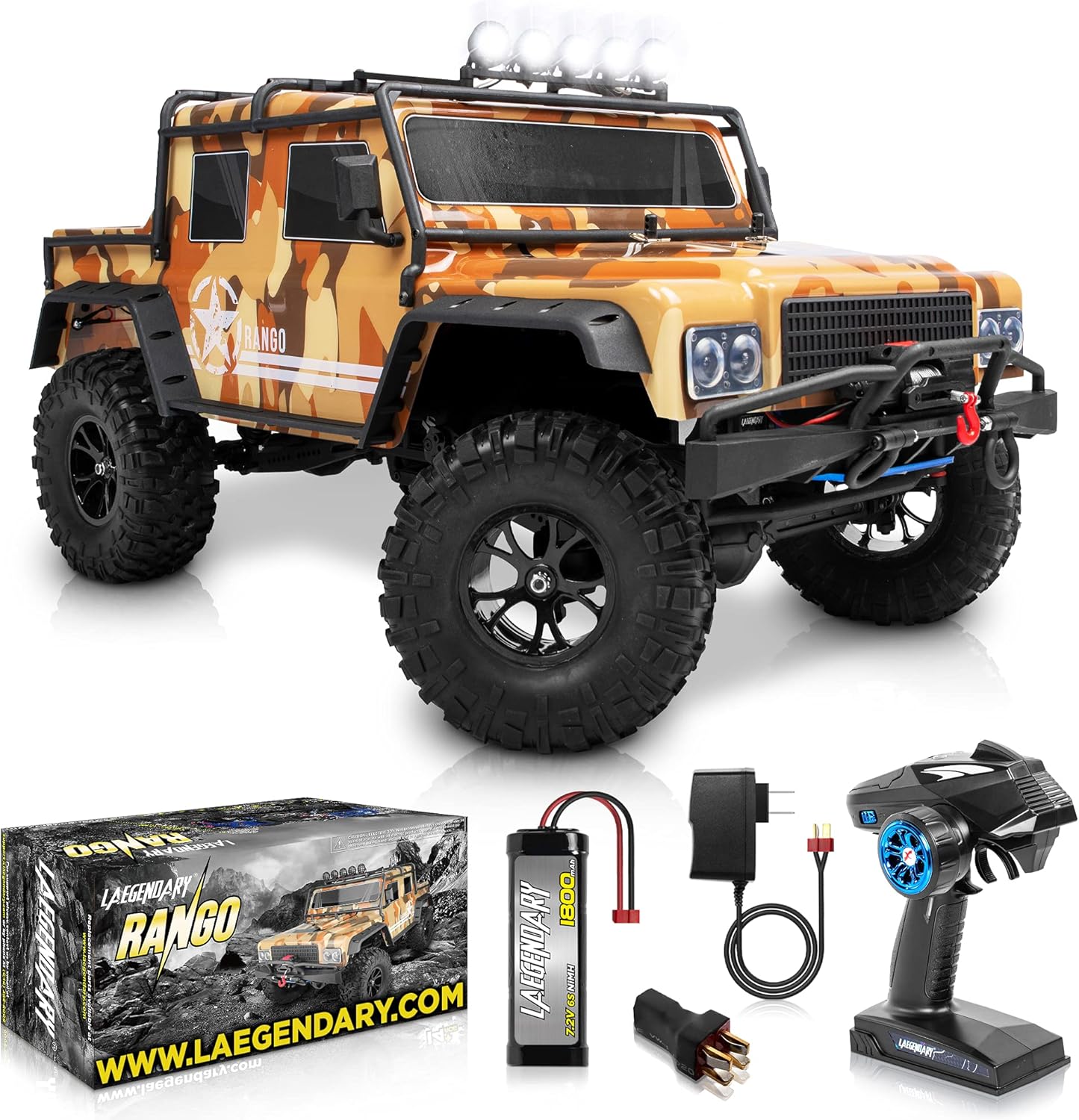 1:10 Scale Large Rock RC Crawler - 4WD Off Road RC Cars - Remote Control Car 4x4 Electric Truck 鈥?Hobby Grade IPX5 Waterproof Trucks for Adults - RTR with 5Ch Remote, Battery and Charger