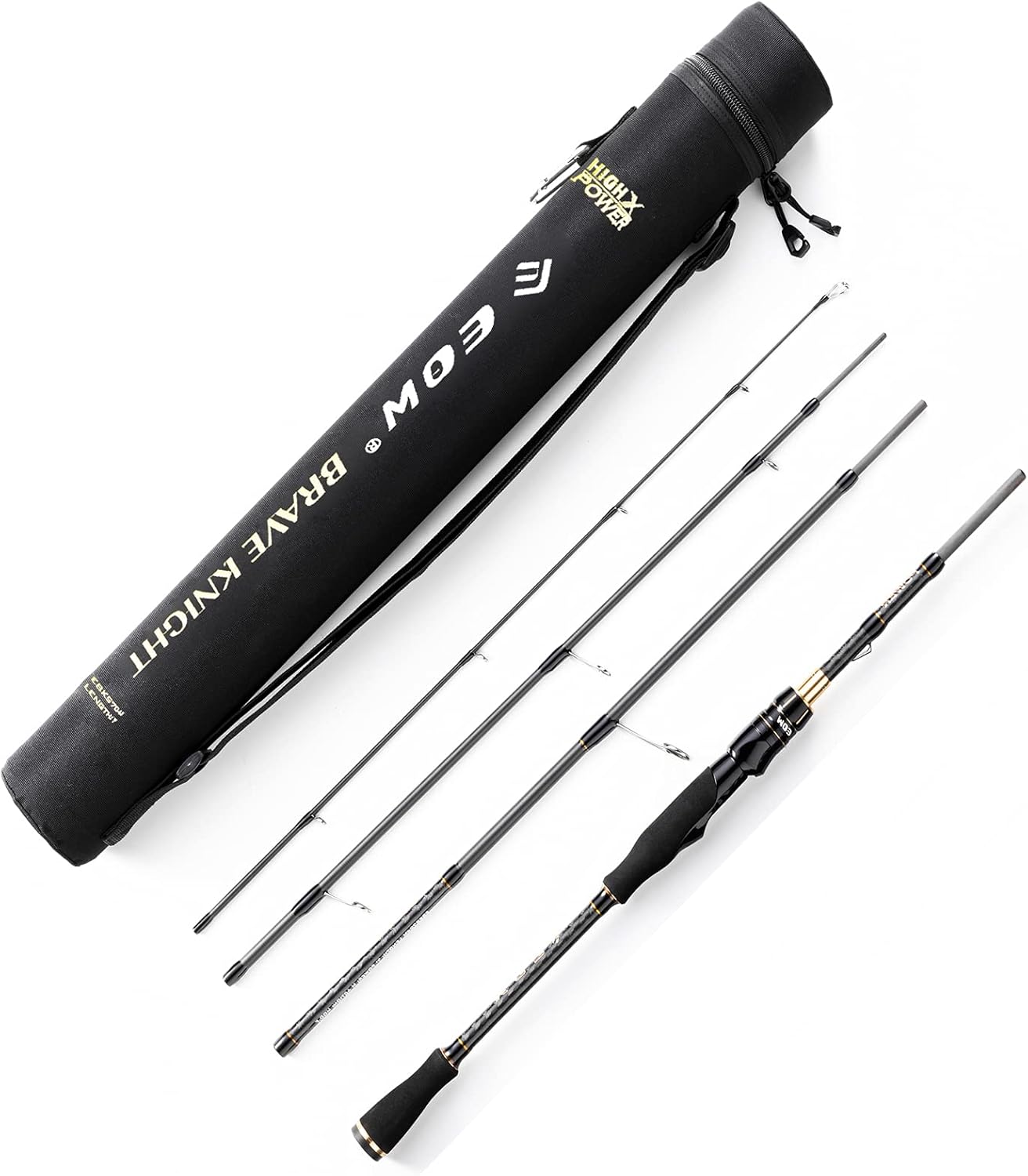 EOW Travel Casting/Spinning Fishing Rod, 4 Piece 24T Carbon Fishing Pole with Case, Portable Fishing Rod with EVA Grips, Fishing Gift for Men