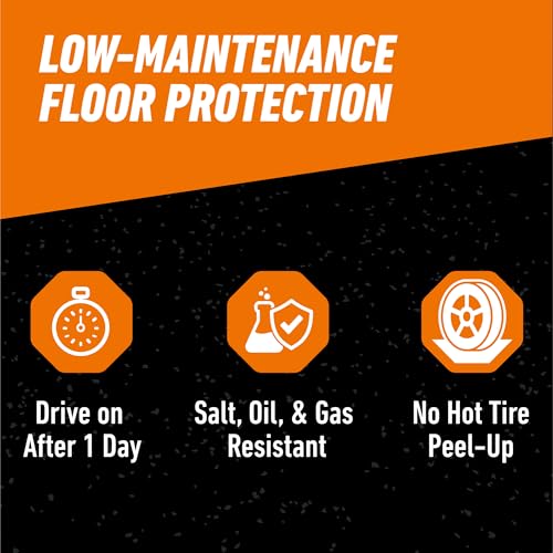Gorilla Epoxy Garage Floor Coating (7 pc) Kit, 1-Car, Concrete Flooring, 100% Solids, Superior Adhesion, Incredibly Durable High Gloss Gray Finish, 275 sq. ft. Coverage