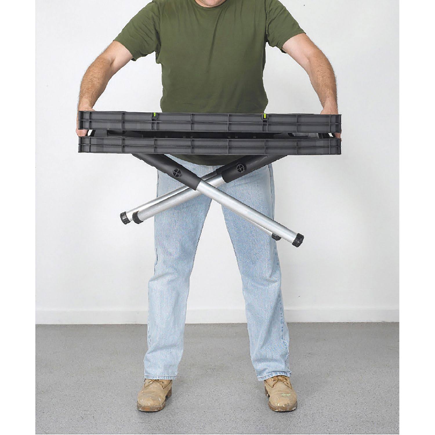 Keter Compact Work Table Portable Folding Garage Workbench with Clamps