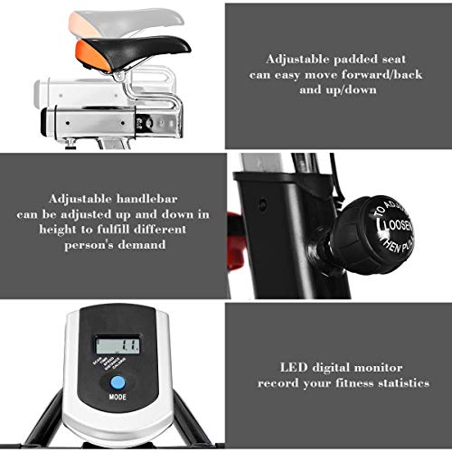 Goplus Indoor Cycling Bike, Stationary Bicycle with Flywheel and LCD Display, Cardio Fitness Cycle Trainer Professional Exercise Bike for Home and Gym Use