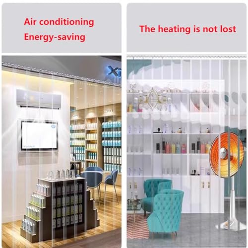 HSOQN Clear Door Strips Curtain, PVC Strip Door Curtain Windproof Plastic Curtain Insulation Curtain for Freezers Warehouse Shops Doorway