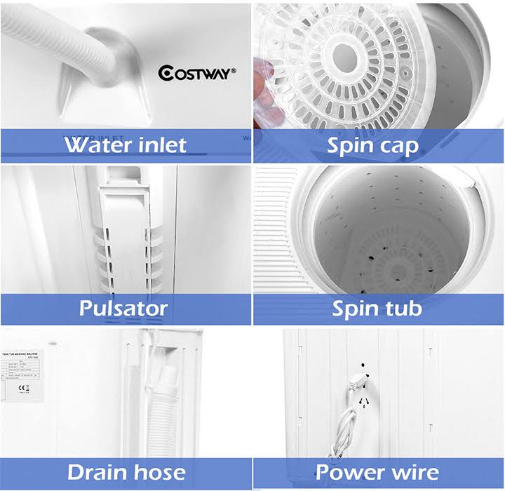 11 lbs Compact Twin Tub Washing Machine Washer Spinner