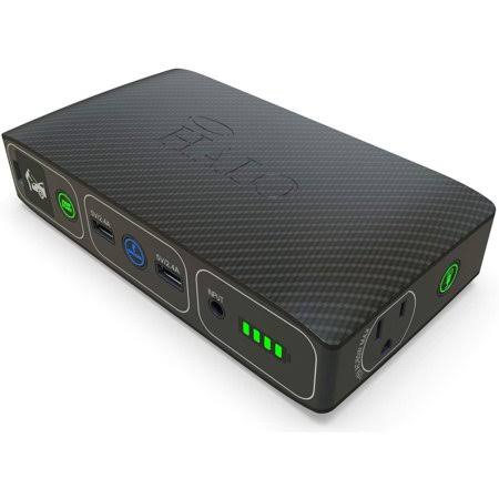 Halo Bolt 58830 mWh Portable Phone Laptop Charger Car Jump Starter with AC Outlet and Car Charger - Black Graphite
