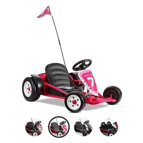 Radio Flyer 36V Battery-Powered Kids Electric Go-Kart with Adjustable Seat, Rubber Wheels, Grey