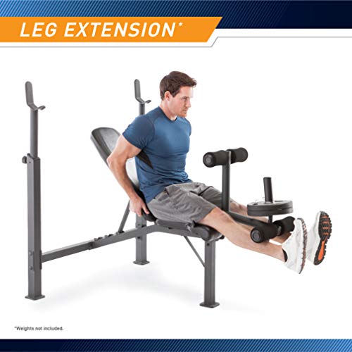 Marcy Olympic Weight Bench with Preacher Curl Pad and Leg Developer for Full-Body Workout