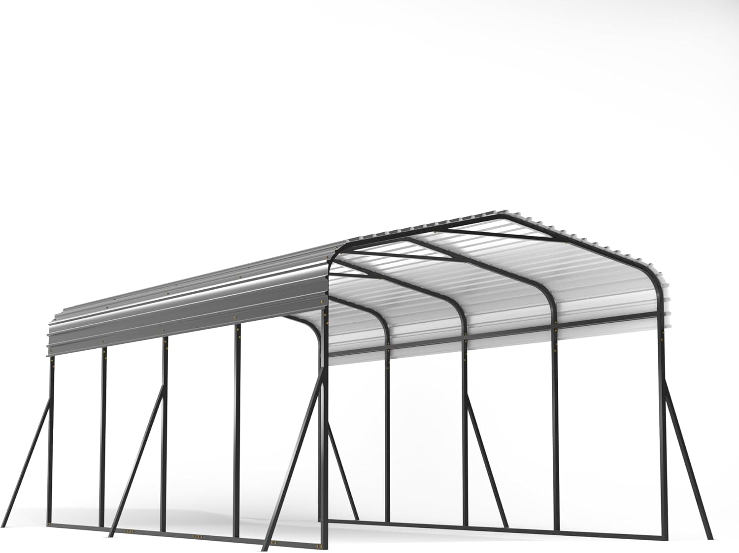 Carport 12x20 FT Heavy Duty Carport Canopy with Updated Frame Structure Galvanized Steel Roof and Enhanced Base, Metal Carport Garage for Pickup, Boat, Car and Tractors, Grey